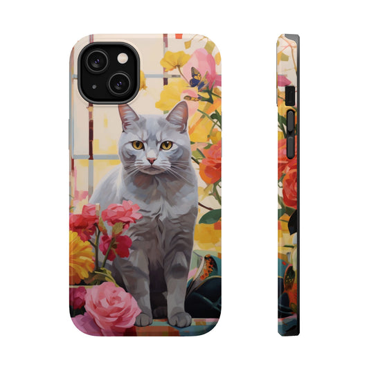 British Shorthair Shopping in a Flower Shop - MagSafe - IPhone Case