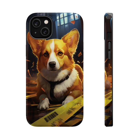 Detective Corgi in a Crime Scene - MagSafe - IPhone Case