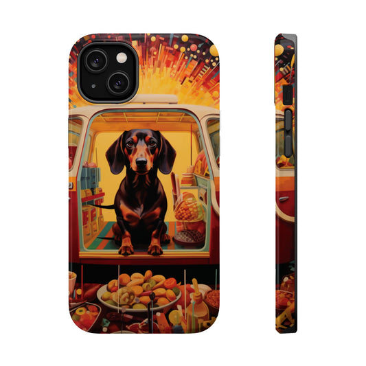 Dachshund Selling Hot Dogs in a Truck - MagSafe - IPhone Case