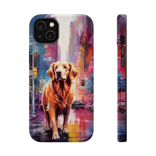 Golden Retriever Walking in New York City - MagSafe - IPhone Case
