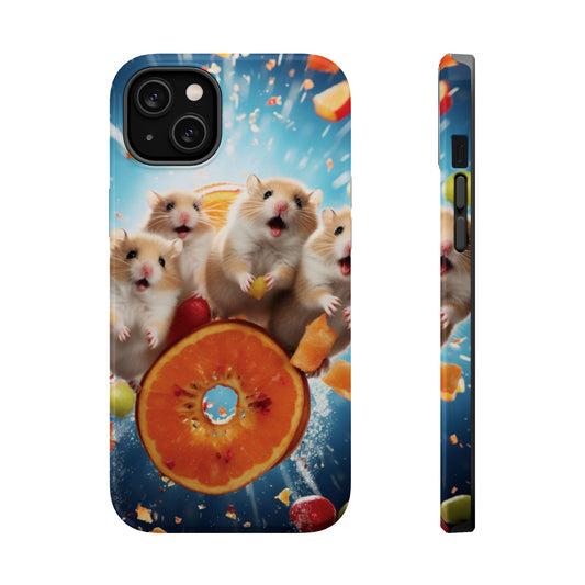 Three Hamsters in a Circle Imagining Snacks - MagSafe - IPhone Case