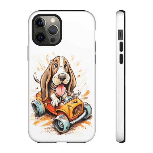 Basset Hound Sitting in a Toy Car - IPhone Case